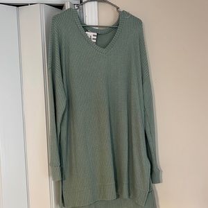 Oversized Seafoam Brushed Waffle Top